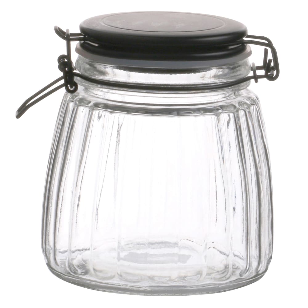 WADIGA Dimensions: Hauteur 14.5cm x diamètre 13cmContenance: 1LCouleur: Transparent et NoirMatière: Verre