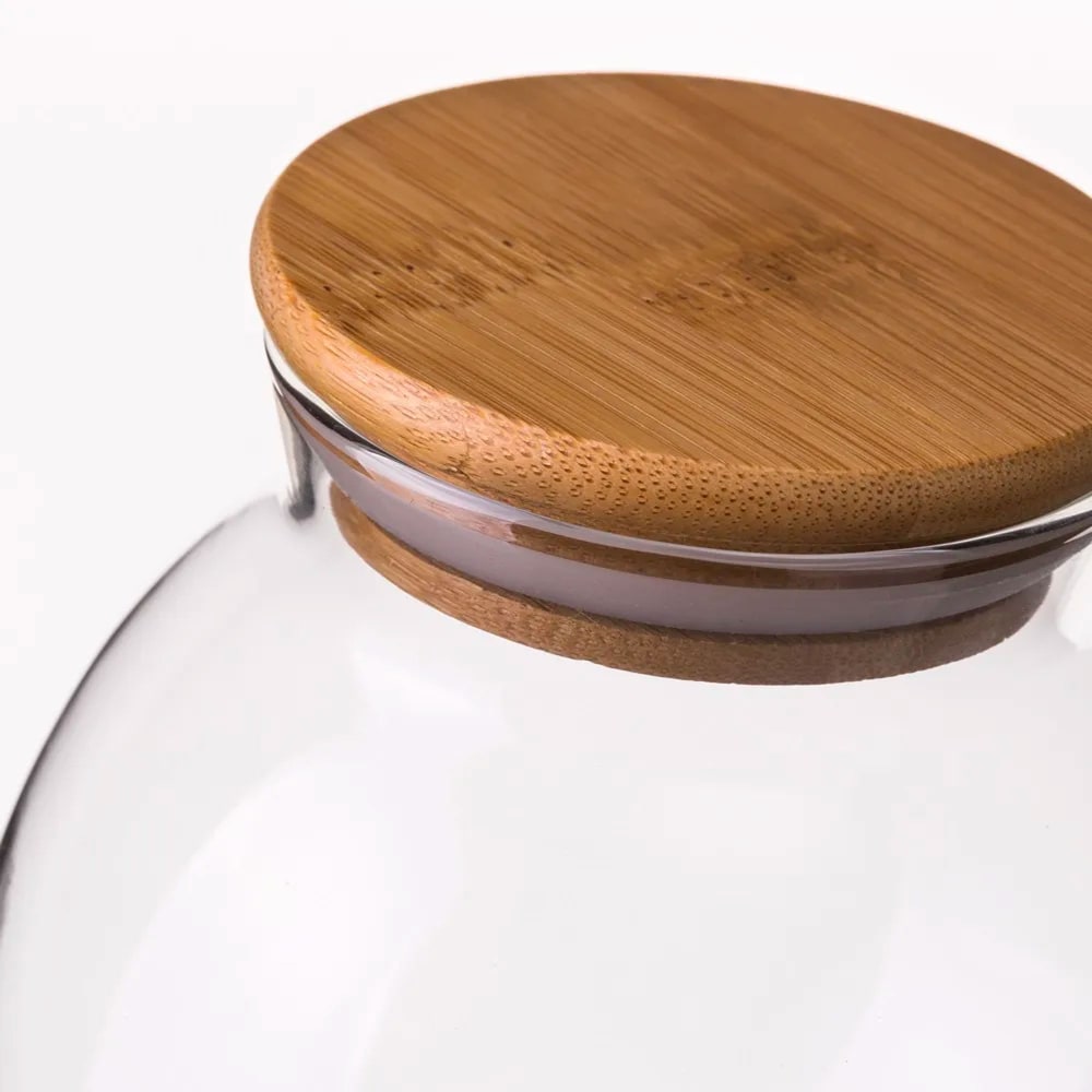 Bocal cuisine rond en verre avec bouchon bambou 500ml - Maisons du Monde