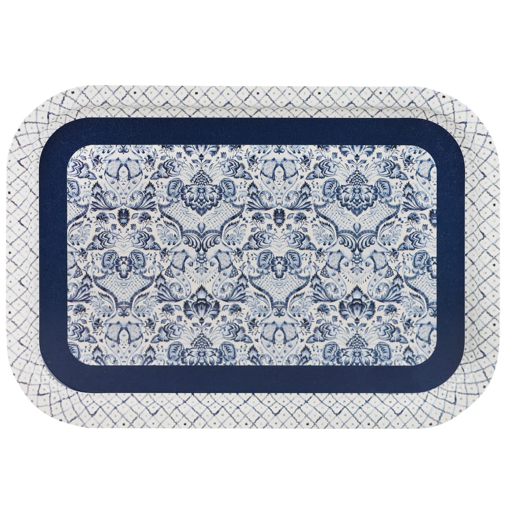 WADIGA Plateau en métal.Dimensions: 40x29x2cmCouleur: Bleu, blancMatière: Métal