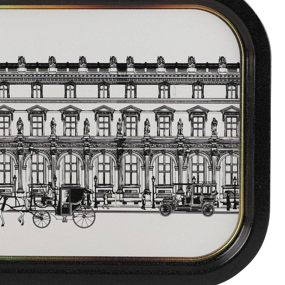 Plateau rectangulaire en métal noir, blanc et doré - Maisons du Monde