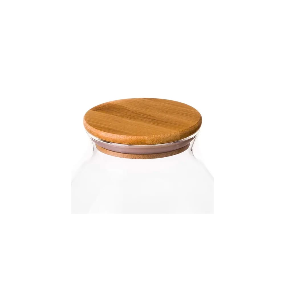 Bocal cuisine rond en verre avec bouchon bambou 1000ml - Maisons du Monde
