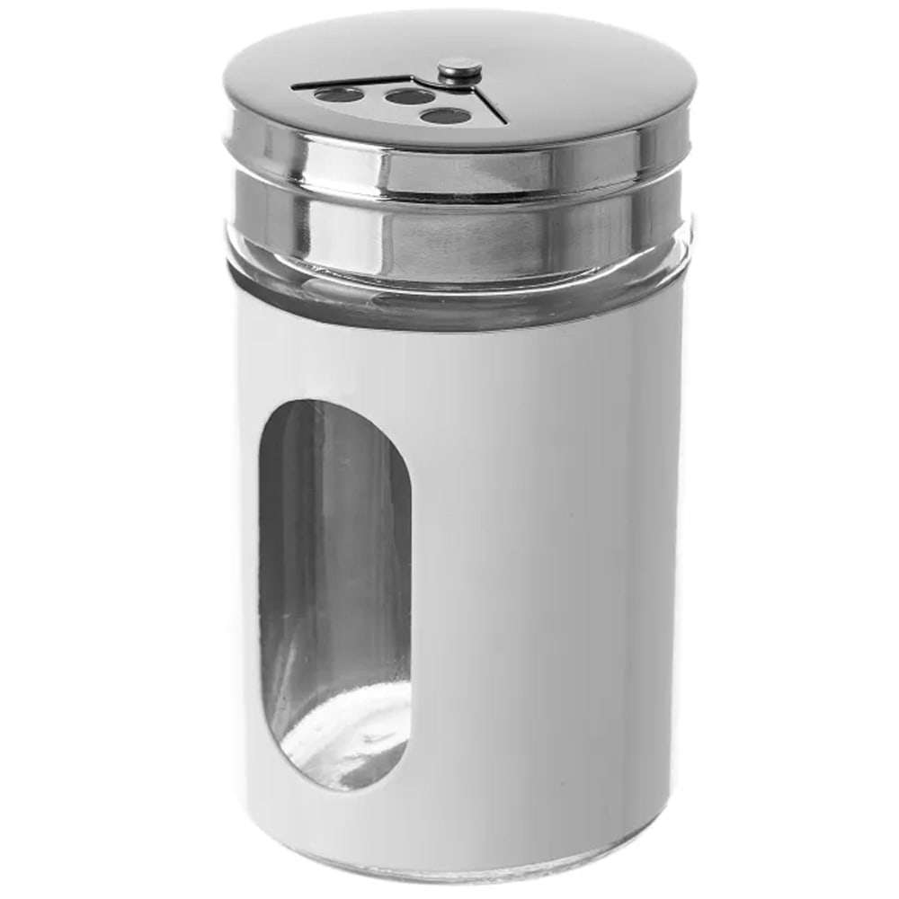WADIGA Dimensions: Hauteur 8.4cm x diamètre 4.9cmCouleur: Transparent, chrome et BlancMatière: Verre et Inox