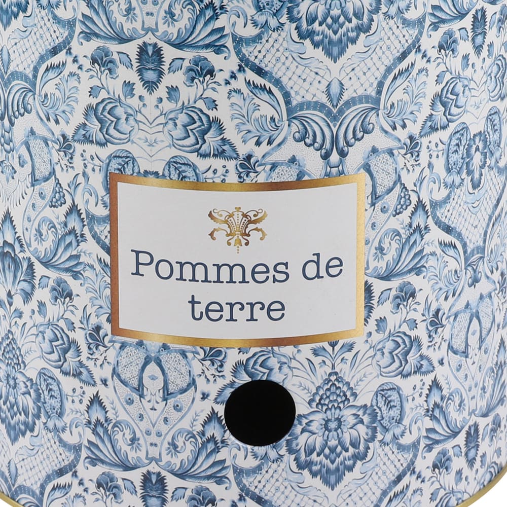 Boîte à pommes de terre en métal bleu, blanc et doré - Maisons du Monde