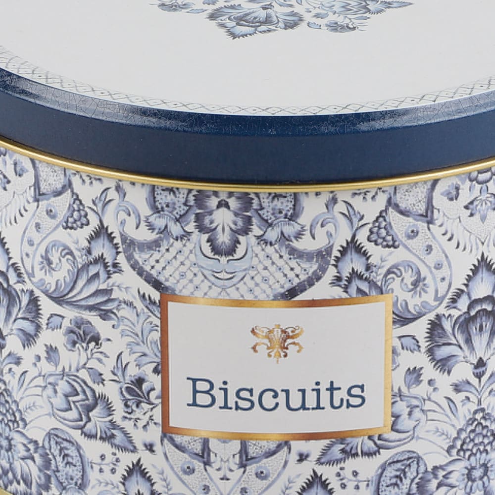 Boîte à biscuits en métal bleu, blanc et doré - Maisons du Monde