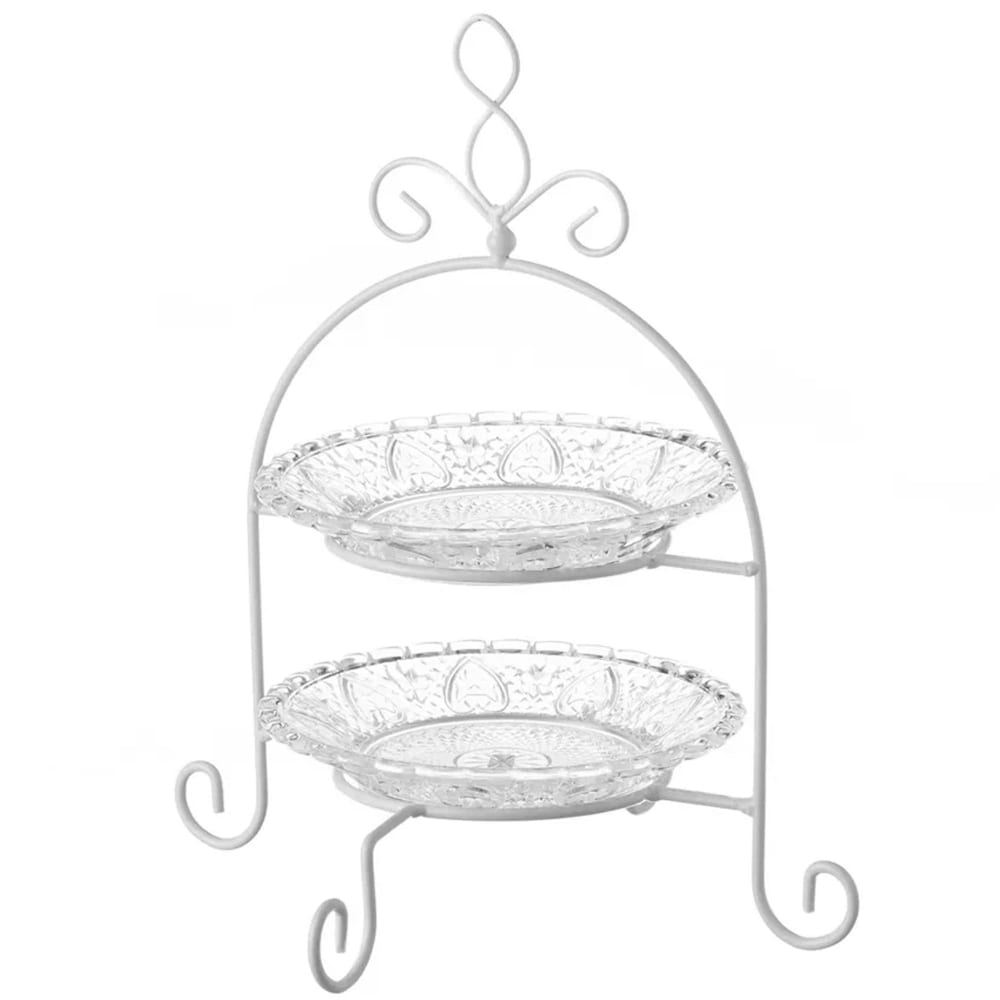 Wadiga Plat de présentation fruits ou gateaux à 2 étages en verre Transparent
