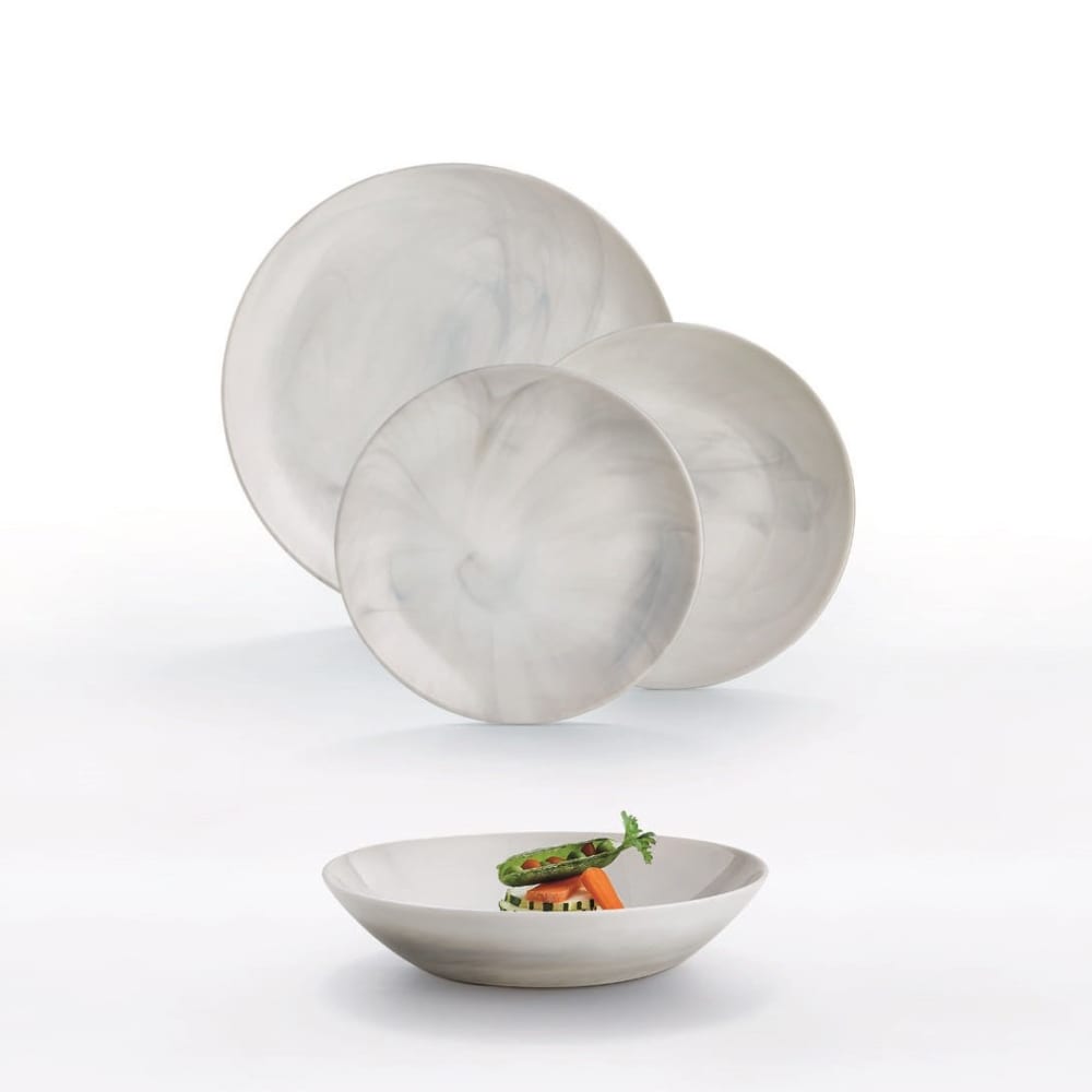 Service de table 18 pcs en verre, effet marbré gris Service de table 18 pcs en verre, effet marbré gris