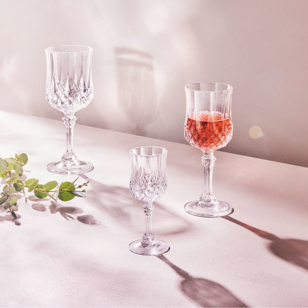 6 verres à pied 17cl - verre ultra transparent au design vintage