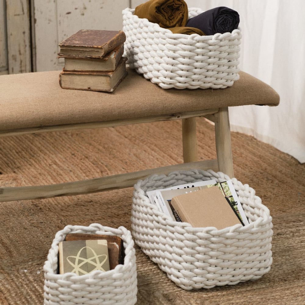 Lot de 3 paniers en corde