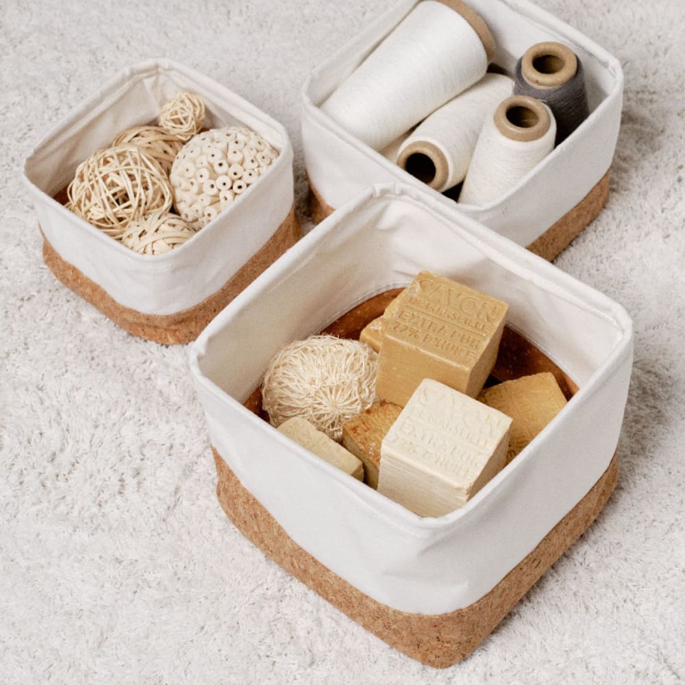 Lot de 3 paniers carrés tu beige — Beyit