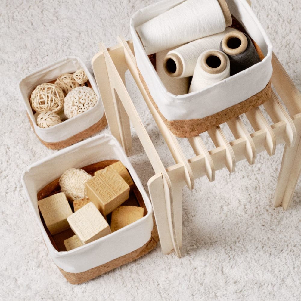 Lot de 3 paniers carrés tu beige - Maisons du Monde
