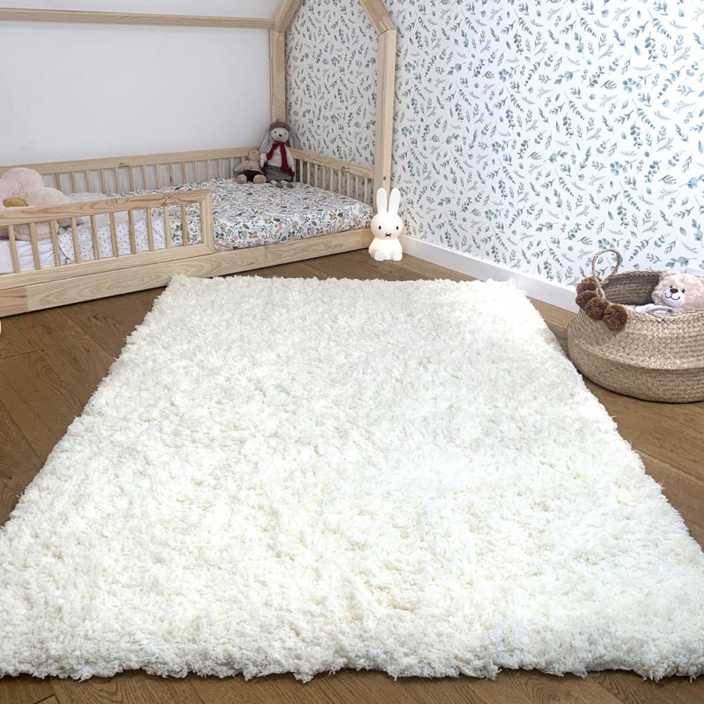 Tapis enfant ultra doux et moelleux shaggy longues mêches, écru 60x110 - Maisons du Monde