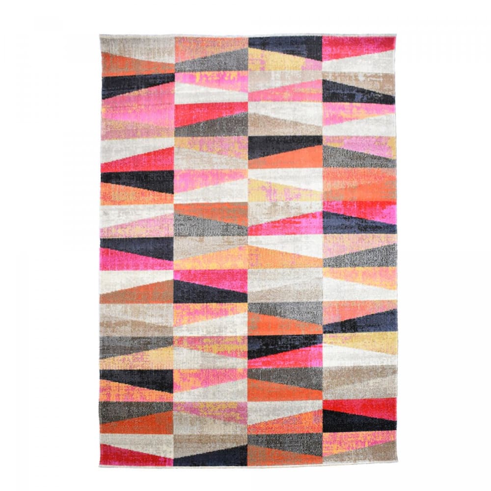 Tapis extérieur kilim pour terrasse et jardin rouge et beige 200x280