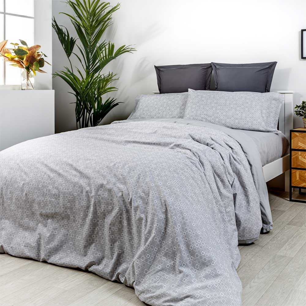 Funda nordica algodón y Poliester Reciclado gris 280x240 Cama de 200