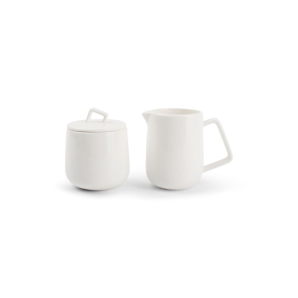 Pot à sucre et à crème blanc en porcelaine 14cl Pot à sucre et à crème blanc en porcelaine 14cl
