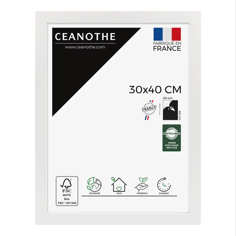 Cadre photo design blanc 30x40 cm bois reconstitué fsc