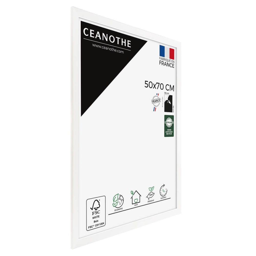 Cadre photo design blanc 50x70 cm bois reconstitué fsc — vue 4