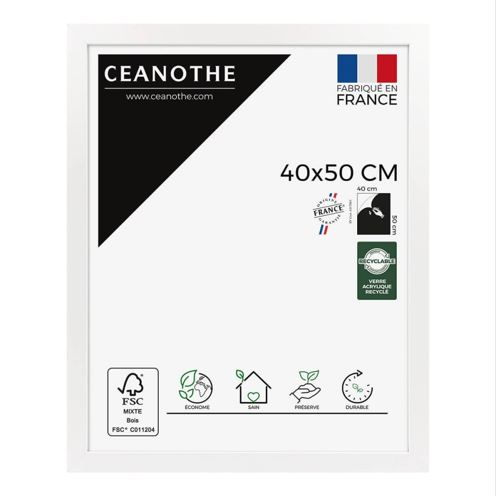 Cadre photo design blanc 40x50 cm bois reconstitué fsc