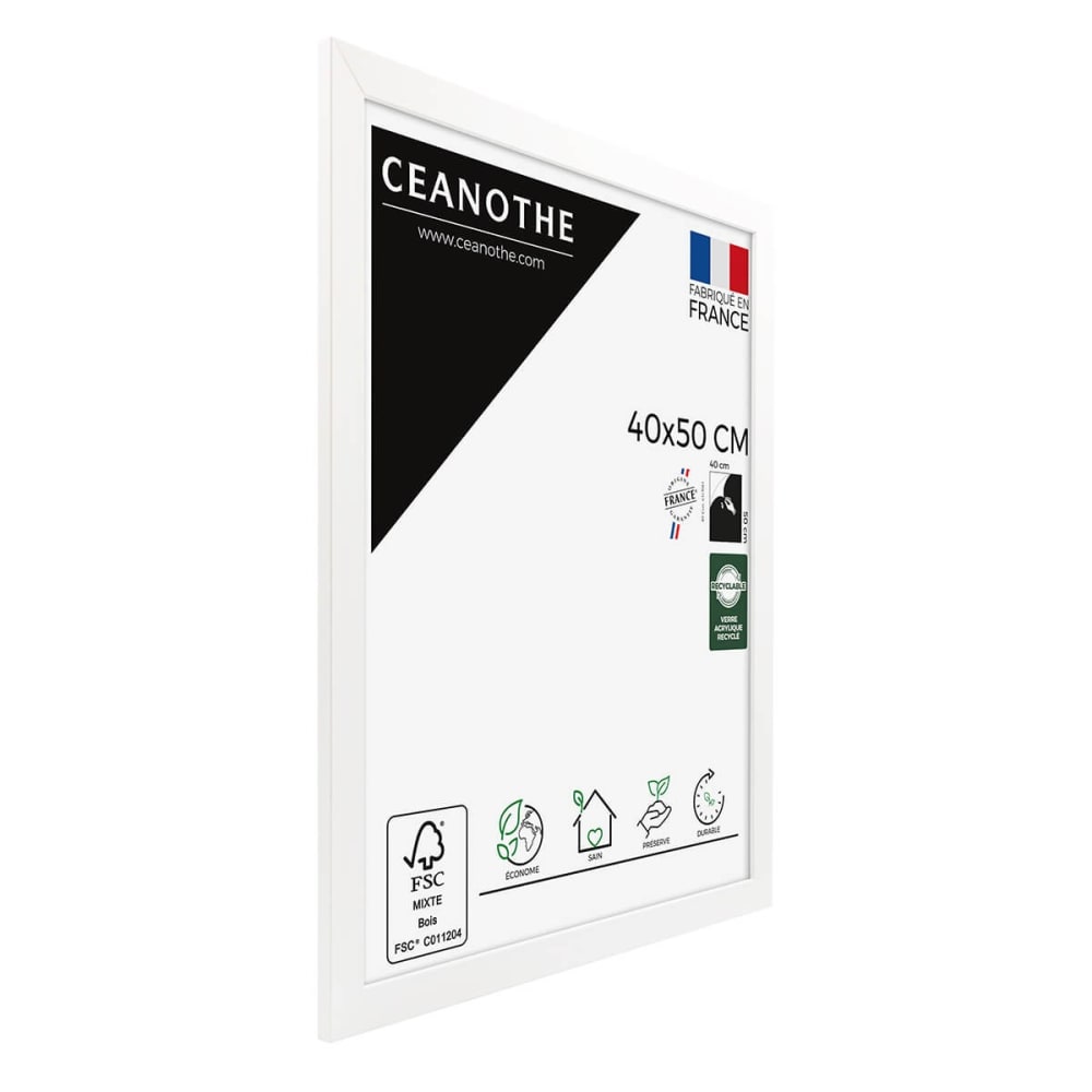 Cadre photo design blanc 40x50 cm bois reconstitué fsc — vue 4