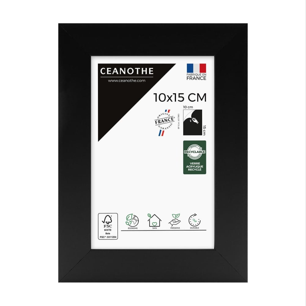 Cadre photo design noir 10x15 cm bois reconstitué fsc