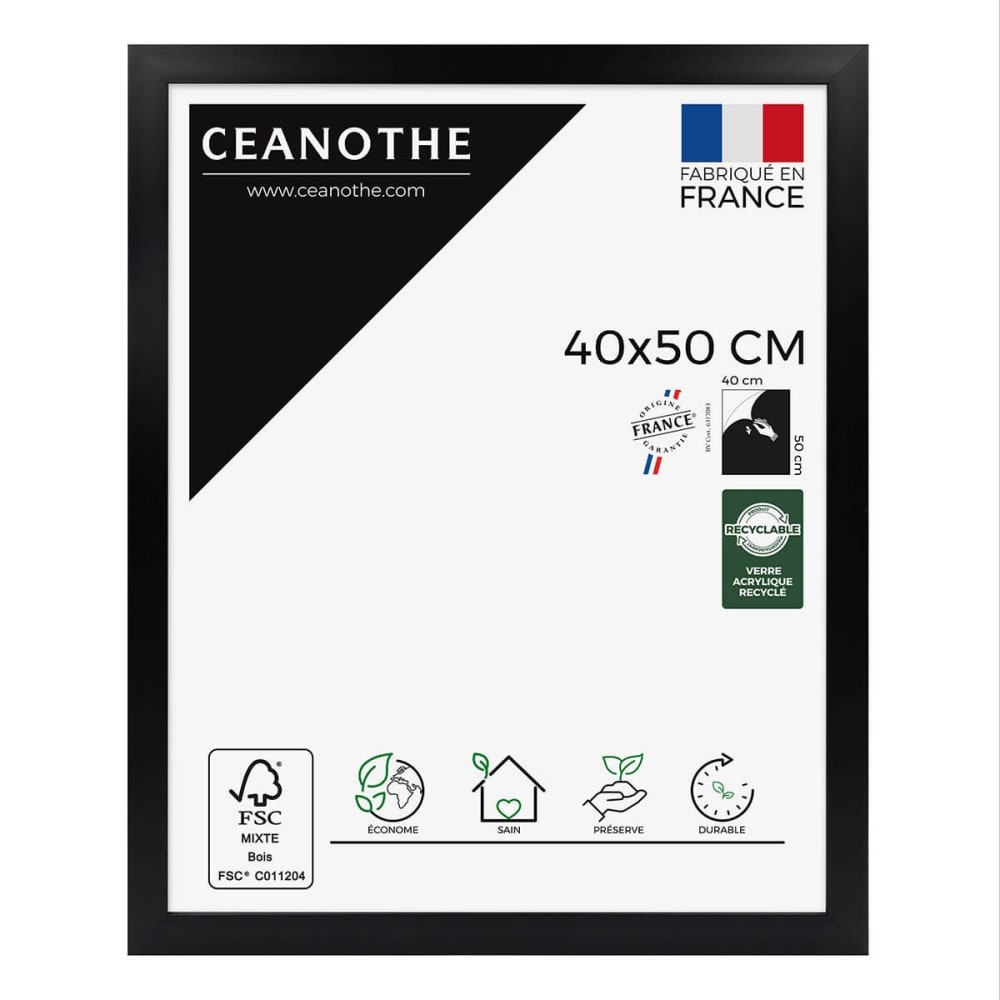 Cadre photo design noir 40x50 cm bois reconstitué fsc