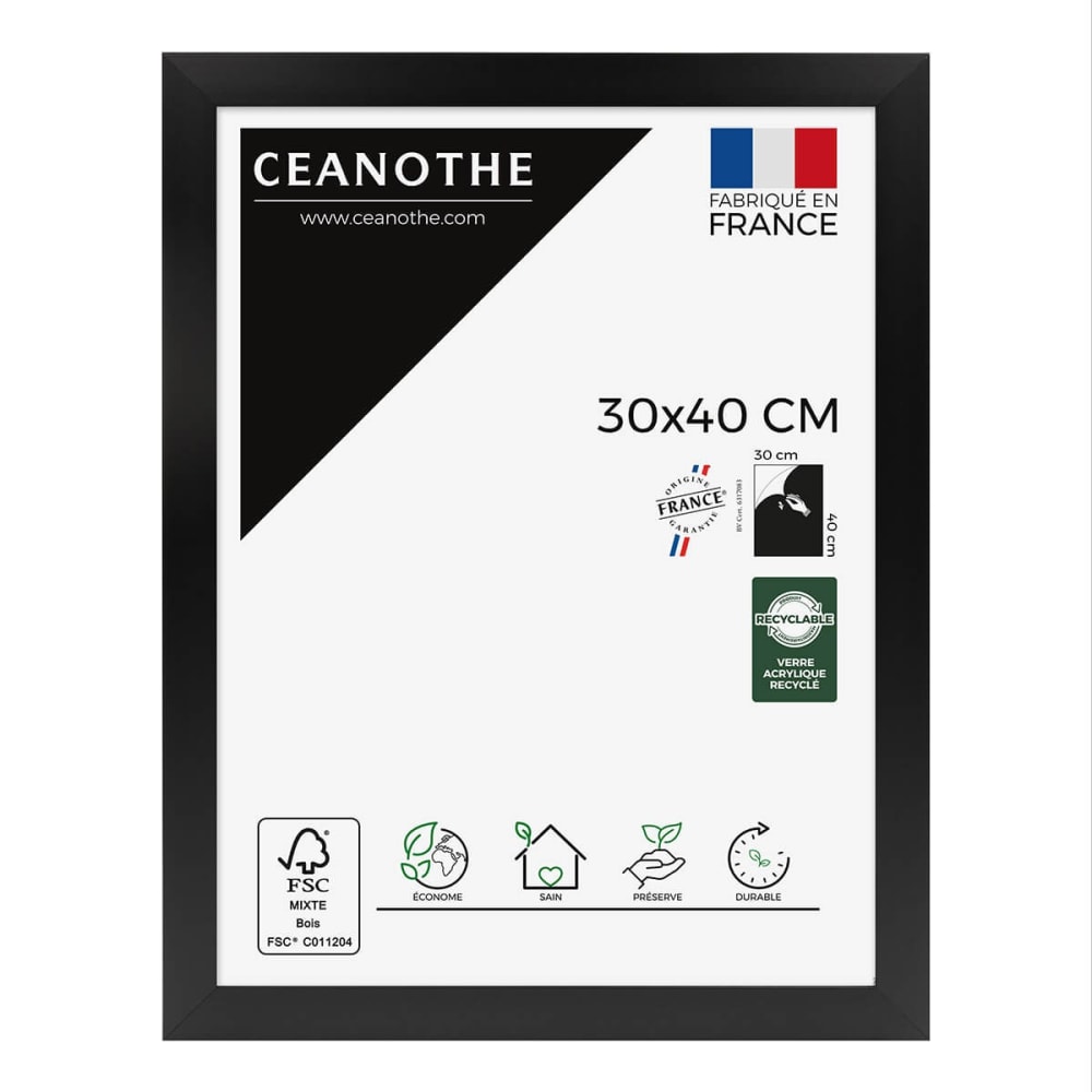 Cadre photo design noir 30x40 cm bois reconstitué fsc
