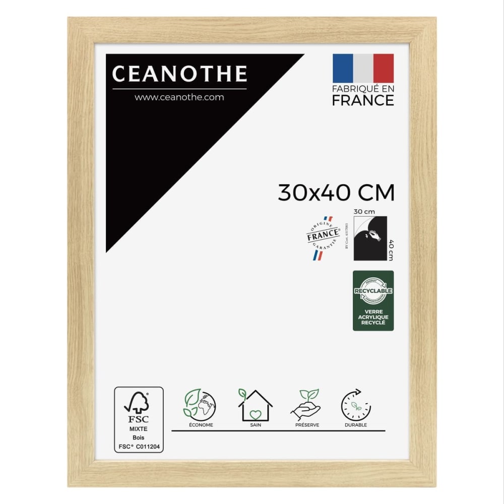 Cadre photo design bois clair 30x40 cm bois reconstitué fsc