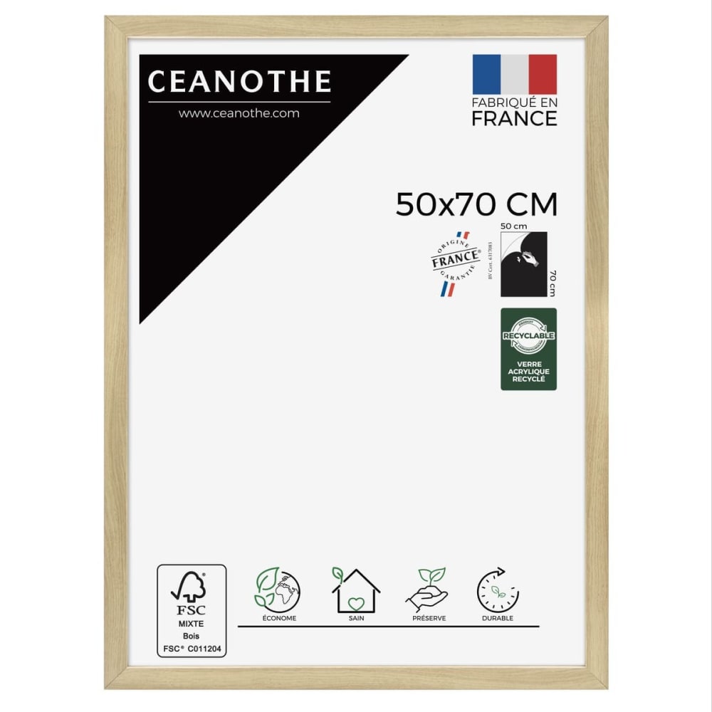 Cadre photo design bois clair 50x70 cm bois reconstitué fsc