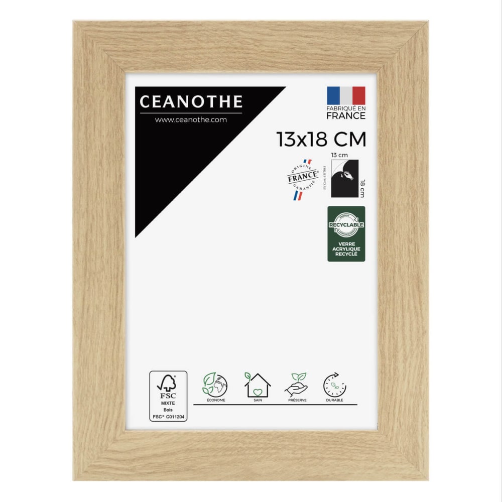 Cadre photo design bois clair 13x18 cm bois reconstitué fsc
