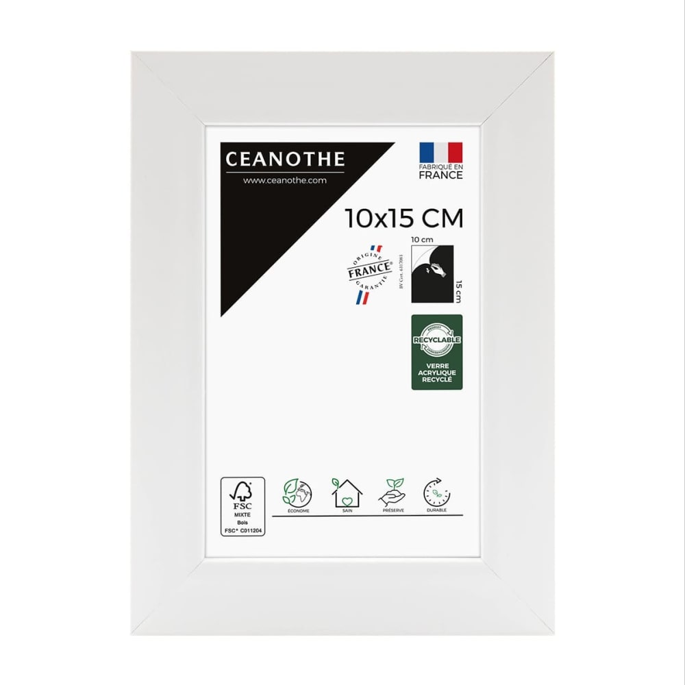 Cadre photo design blanc 10x15 cm bois reconstitué fsc