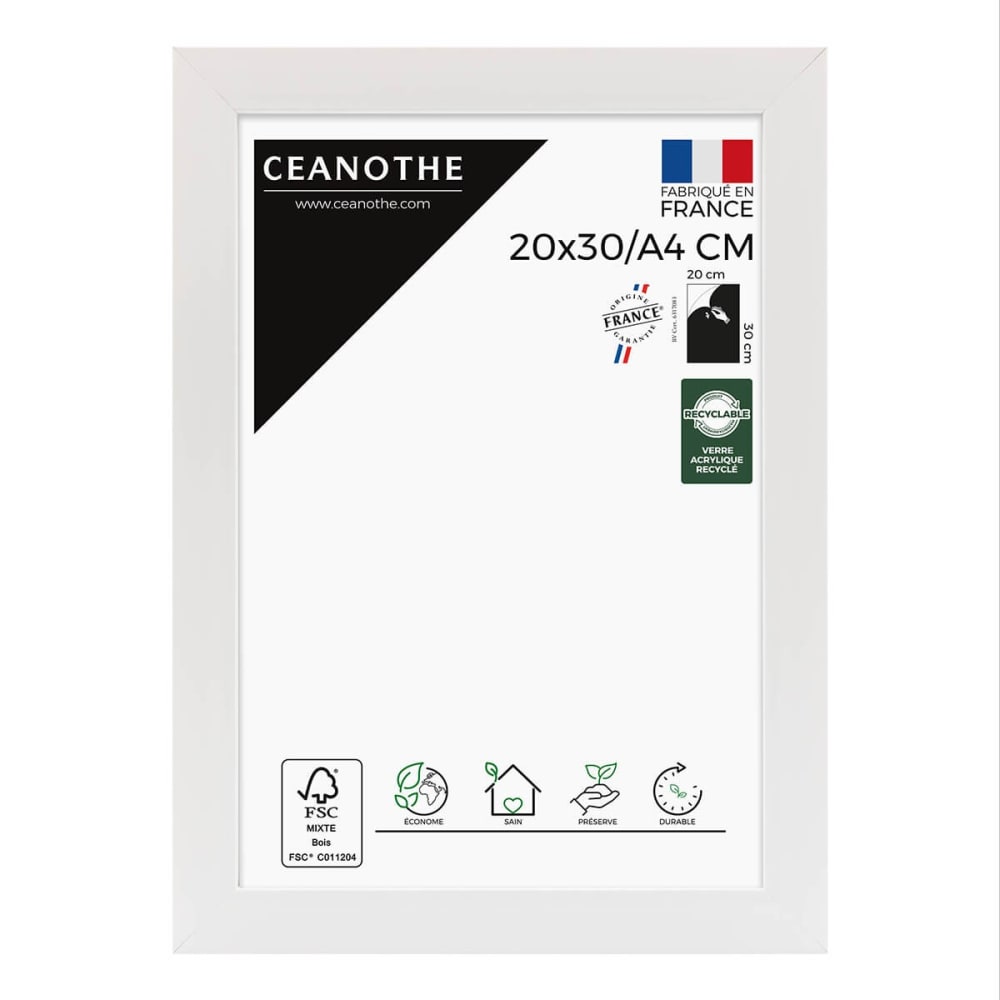 Cadre photo design blanc 20x30/A4 cm bois reconstitué fsc