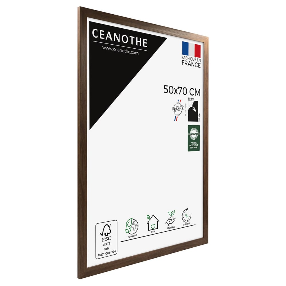 Cadre photo design ébène bois foncé 50x70 cm bois reconstitué fsc — vue 4