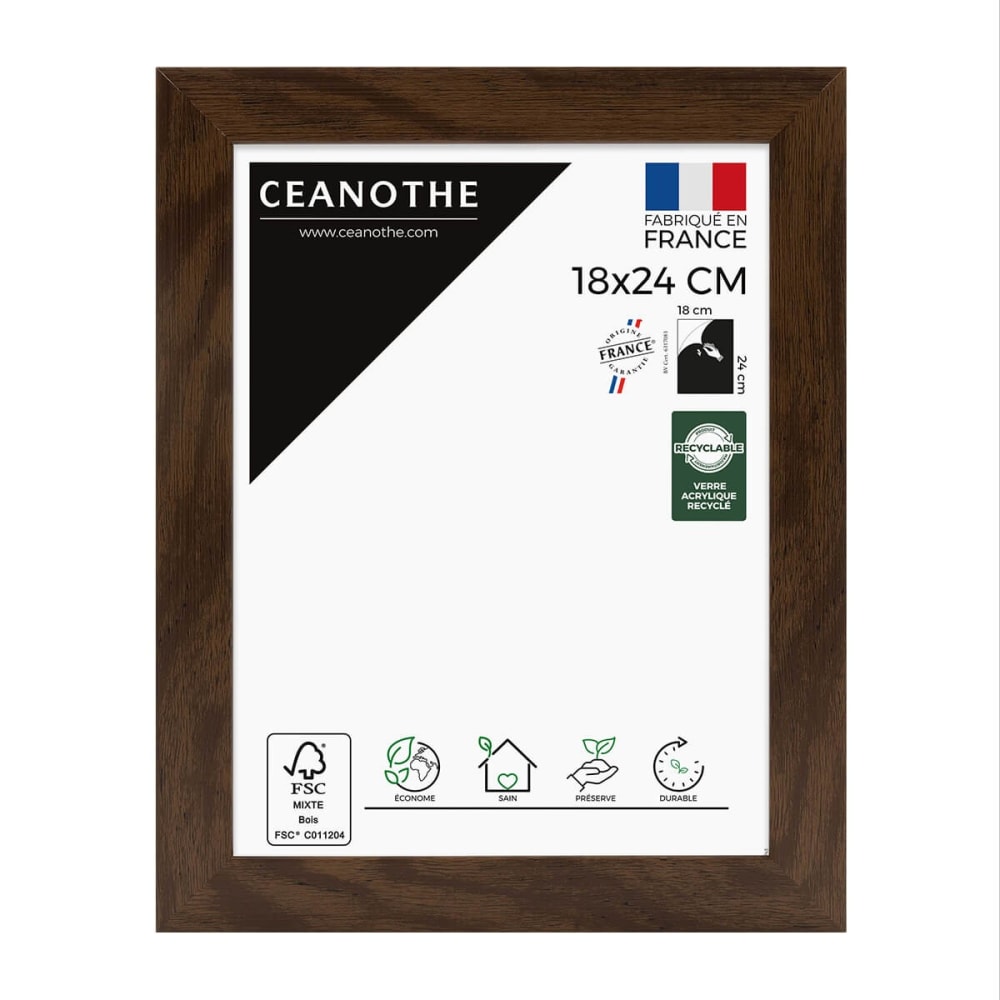 Cadre photo design ébène bois foncé 18x24 cm bois reconstitué fsc