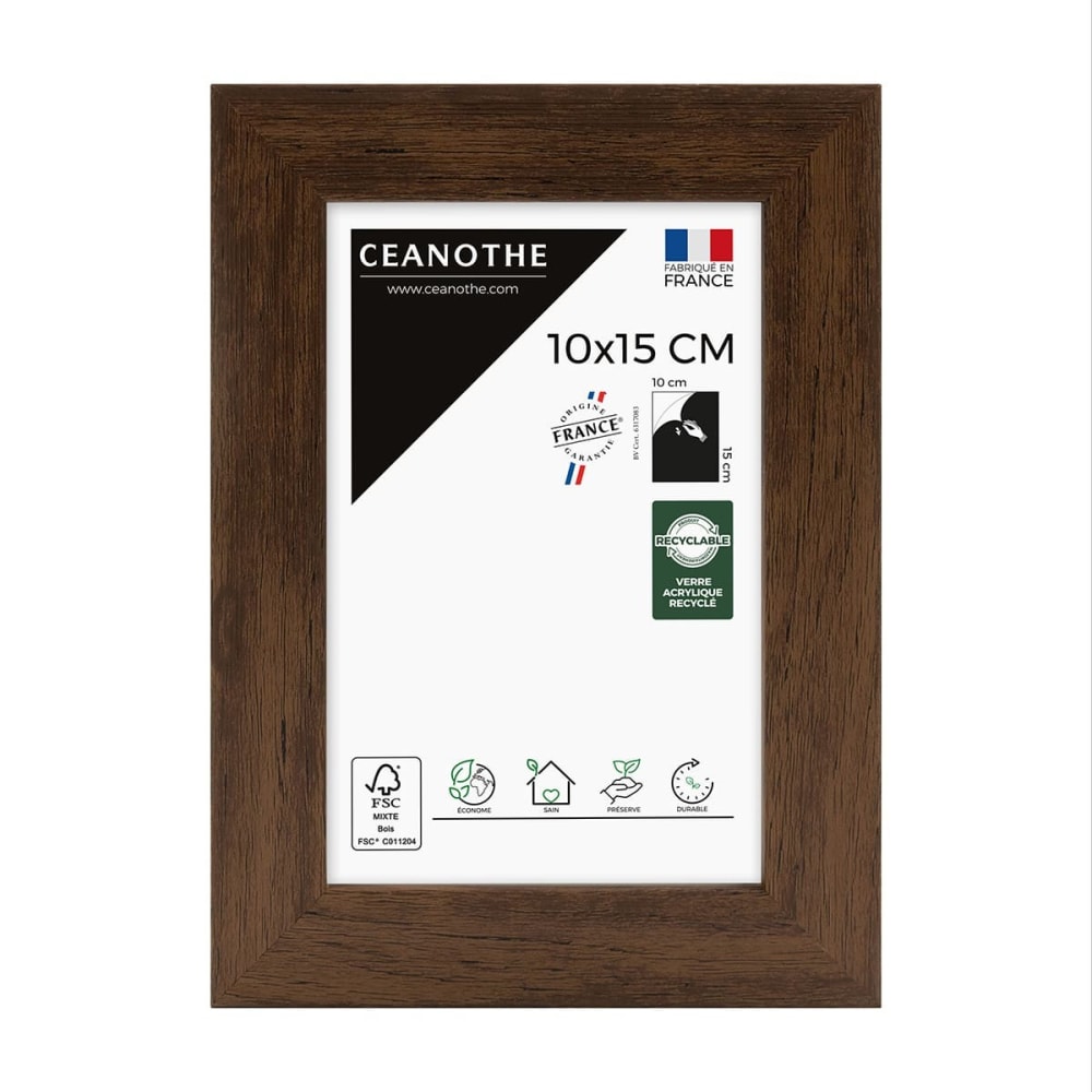 Cadre photo design ébène bois foncé 10x15 cm bois reconstitué fsc