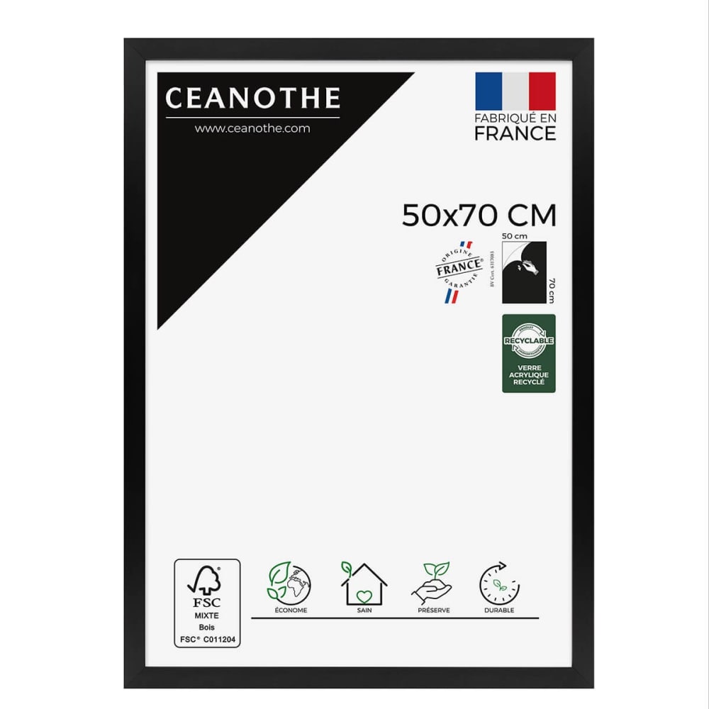 Cadre photo design noir 50x70 cm bois reconstitué fsc