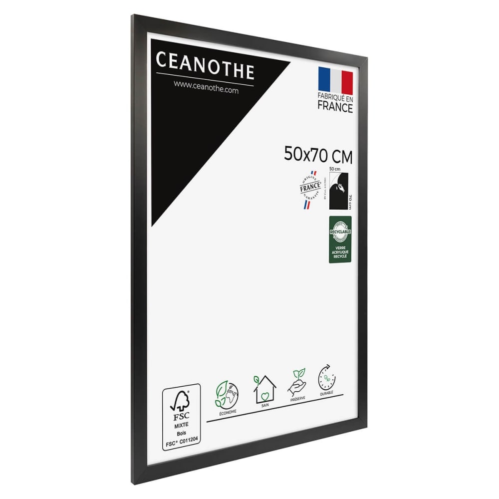 Cadre photo design noir 50x70 cm bois reconstitué fsc — vue 4