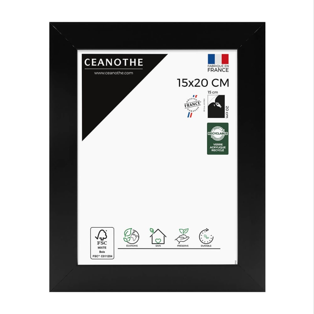 Cadre photo design noir 15x20 cm bois reconstitué fsc