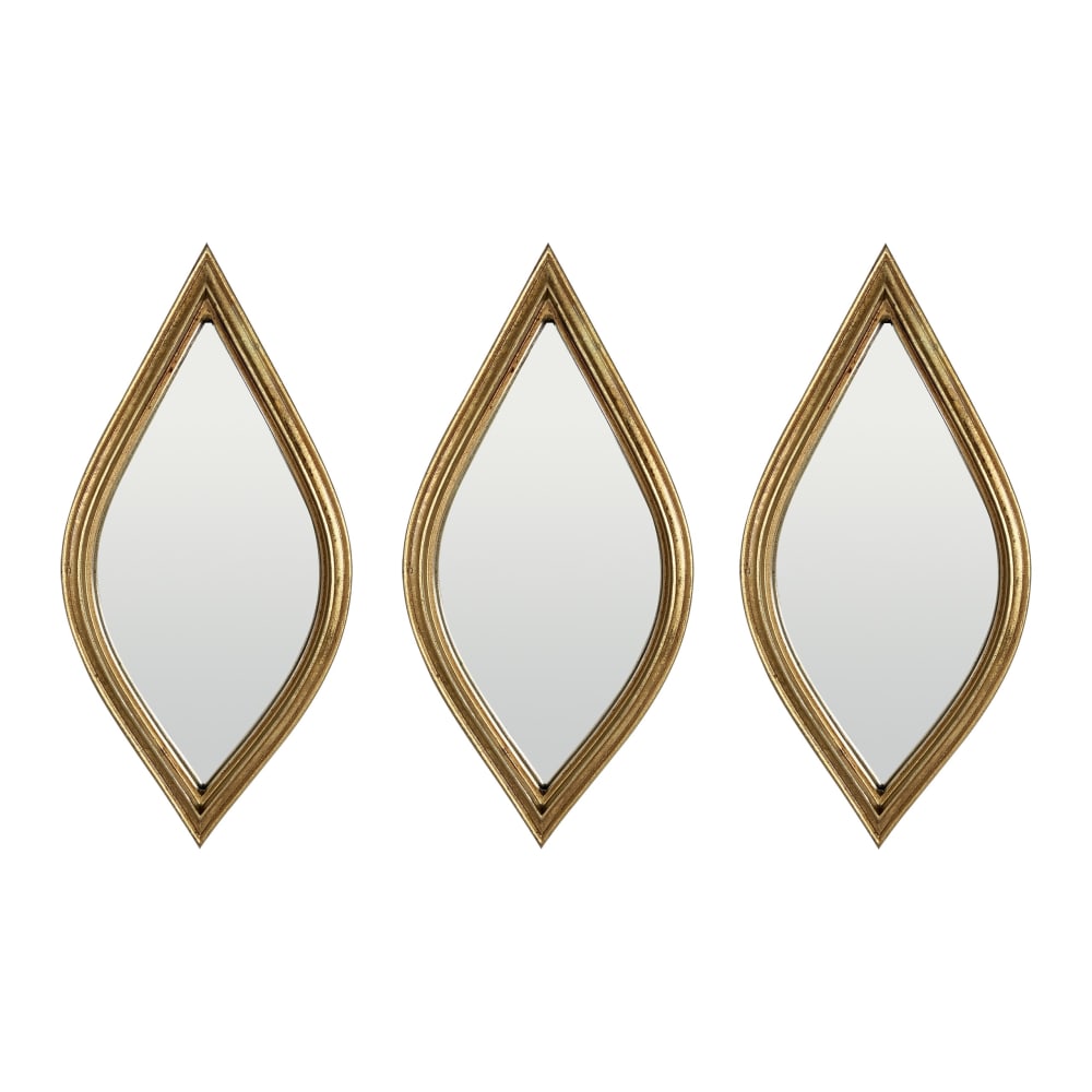 Lot de 3 miroirs losanges arrondis 12x24cm dore - Maisons du Monde