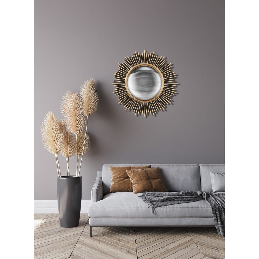 Miroir soleil convexe doré 24,5cm int et 45cm ext