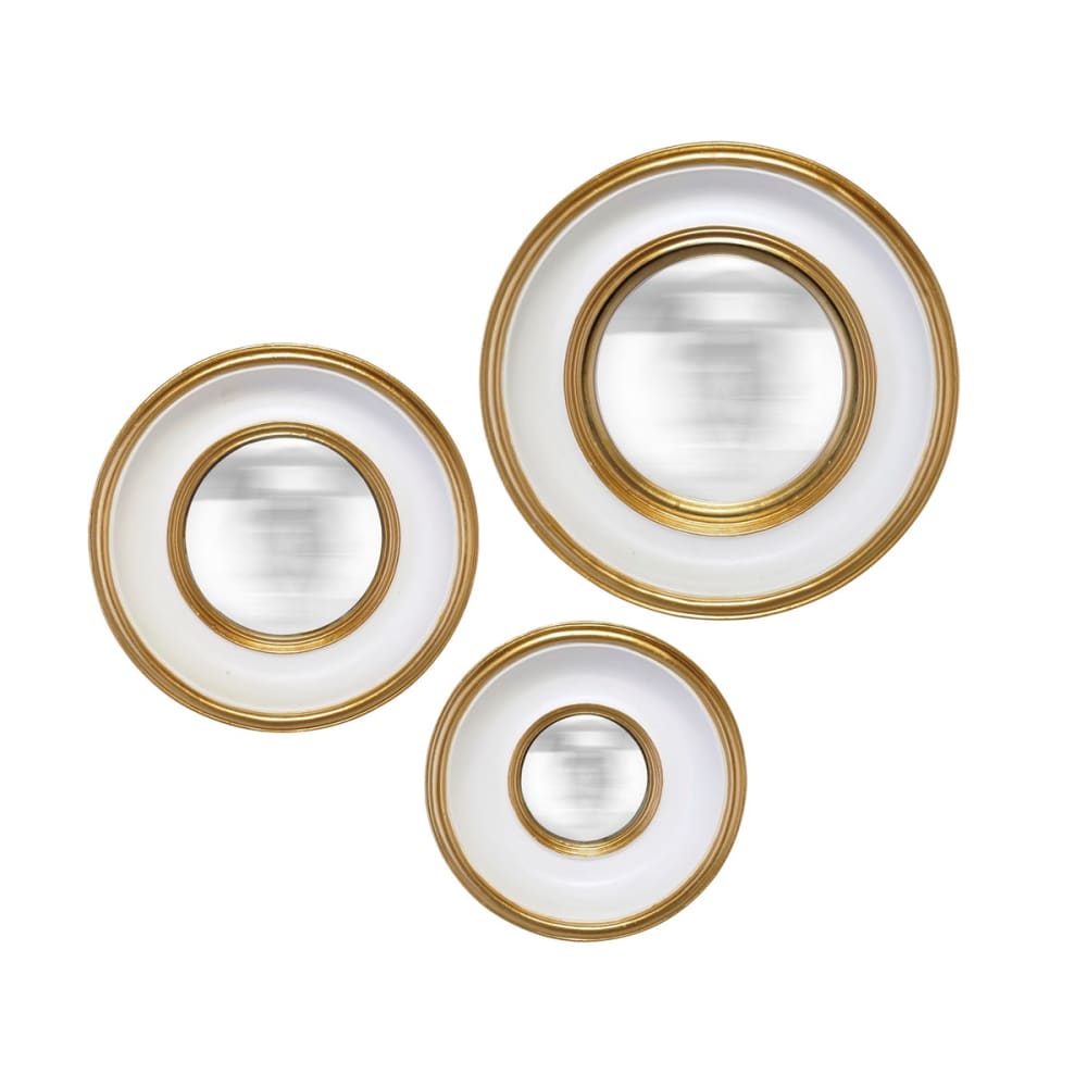 Lot de 3 miroirs convexes dorés 16, 19 et 23cm