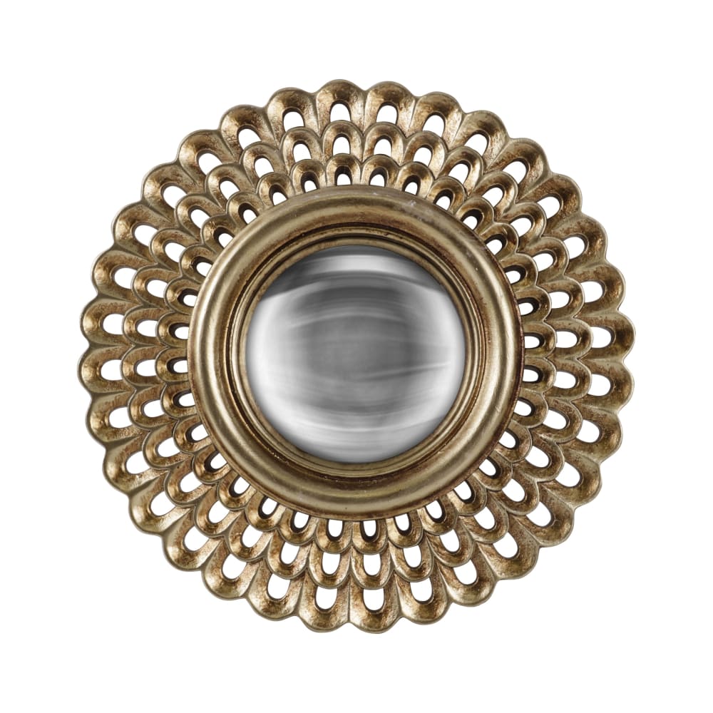 EMDE Miroir rond convexe 21,5cm dore style vintage Doré Résine