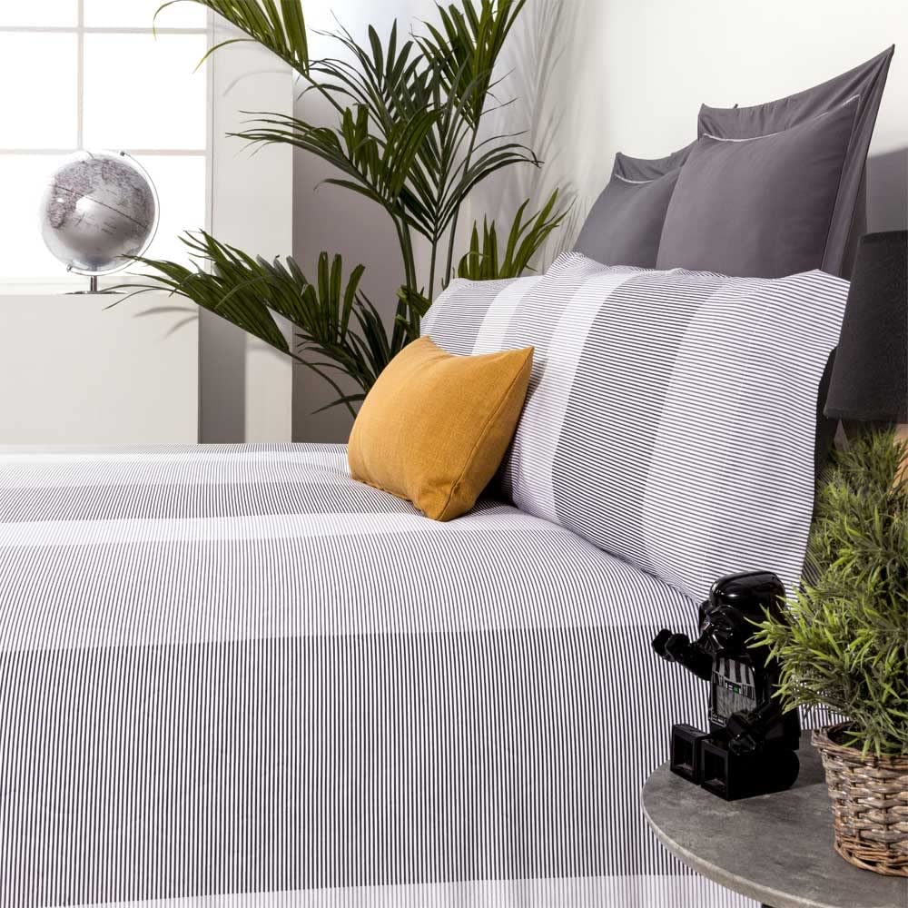 Juego de sábanas poliéster algodón GRIS 280x260 Cama 200