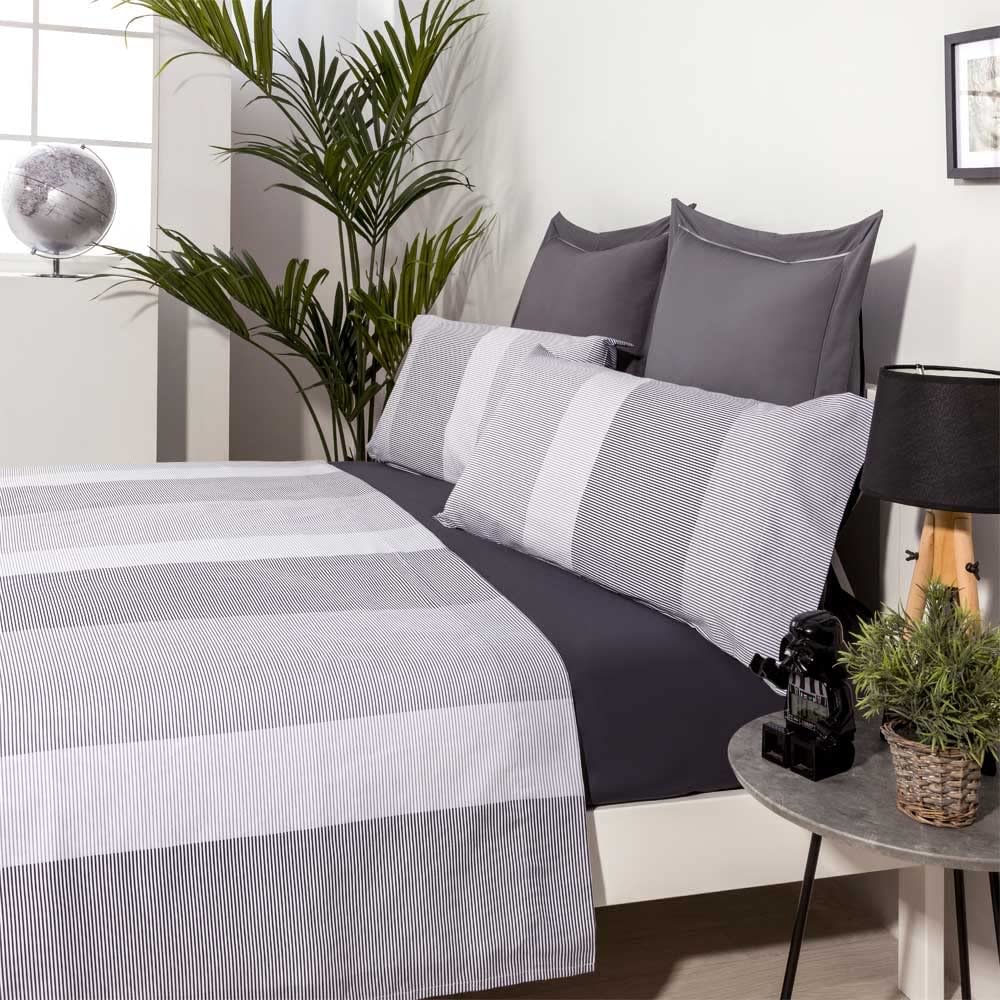 Juego de sábanas poliéster algodón GRIS 240x260 Cama 150 - Maisons du Monde