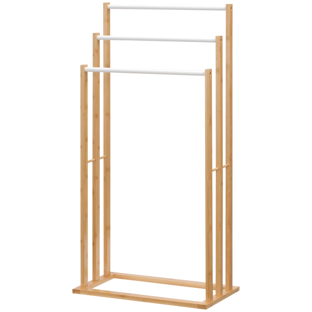 Portasciugamani a 3 sbarre in bambù color legno - Homcom