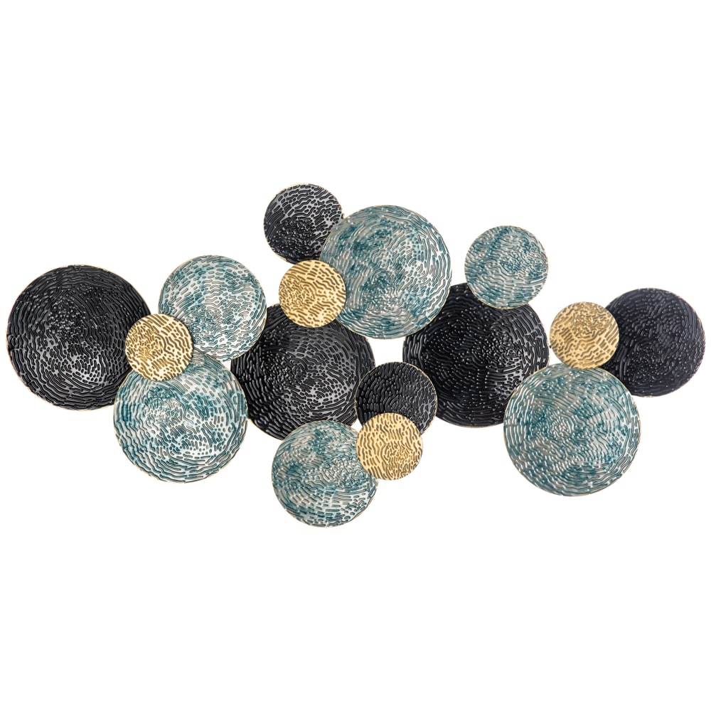 Wall art in metallo 3d a cerchi 133x66cm blu nero oro - Metallo