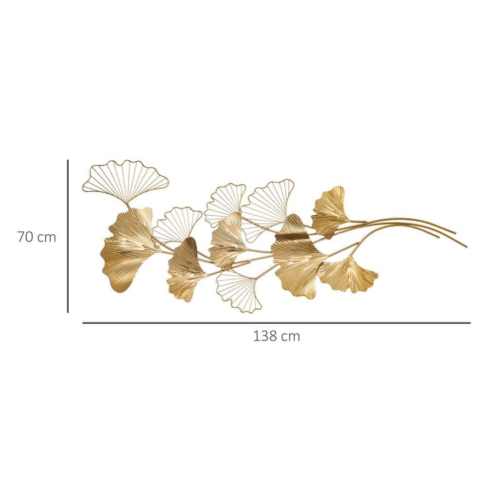 Decorazione murale 3d wall art con foglie di ginkgo 138x70cm -