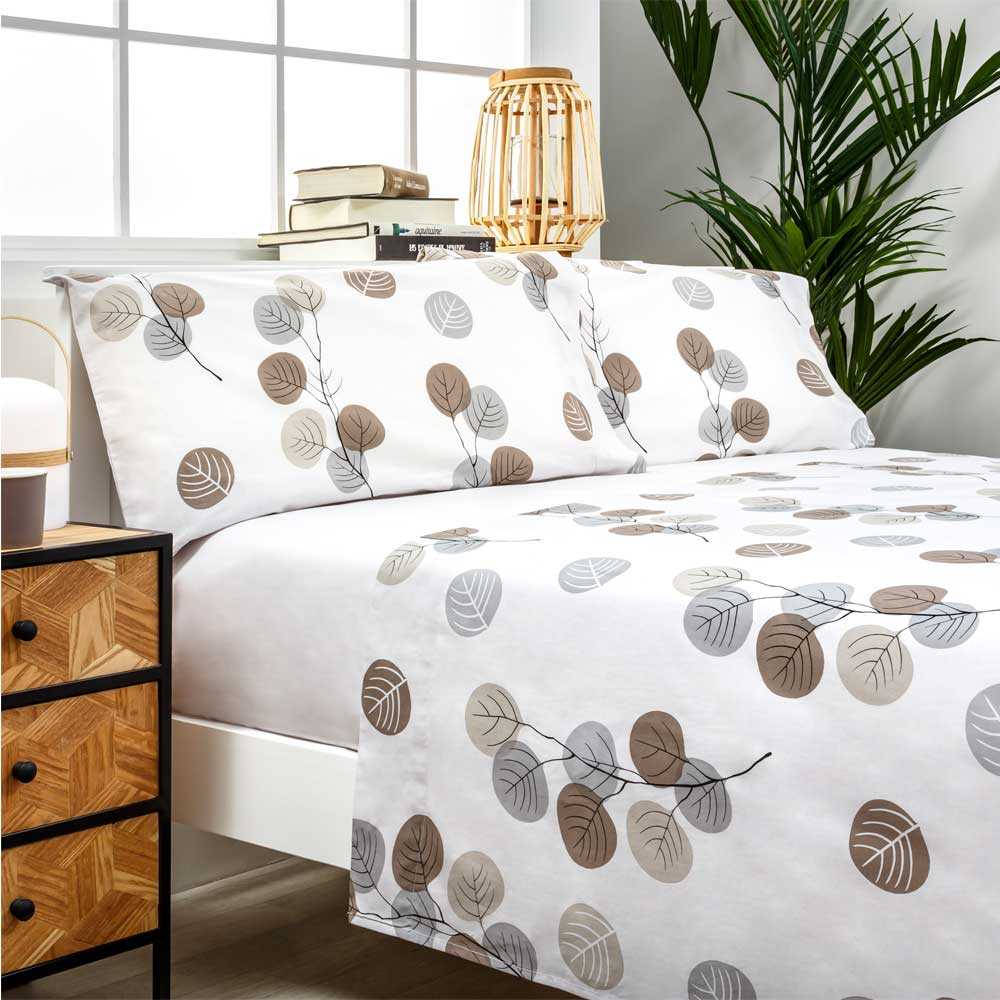 Juego de sábanas 100% algodón orgánico gris 210x260 Cama 135