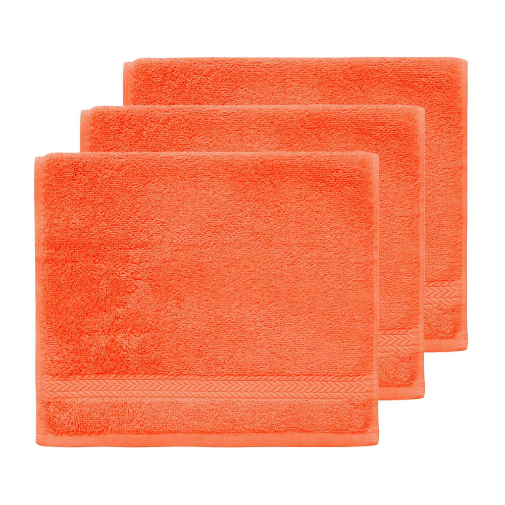 Lot de 3 serviettes invité 550 g/m²  corail 30x50 cm