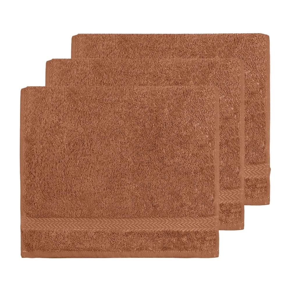 Llot de 3 serviettes invité 550 g/m² brique 30x50 cm