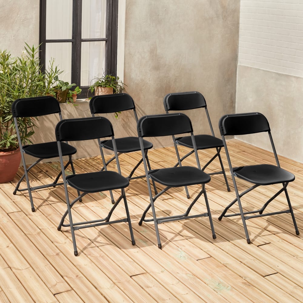 Sillas plegables para eventos, set de 6, gris oscuro