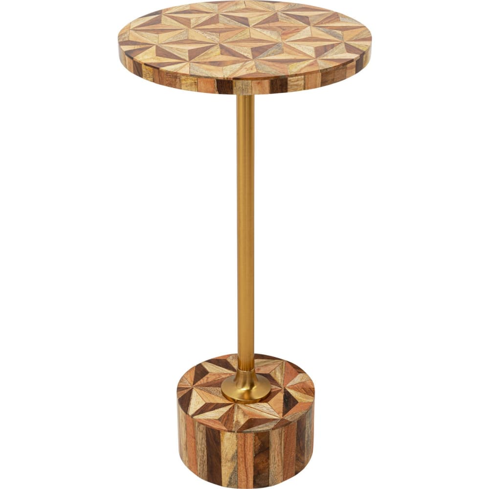 Table d'appoint marron en effet bois et acier doré